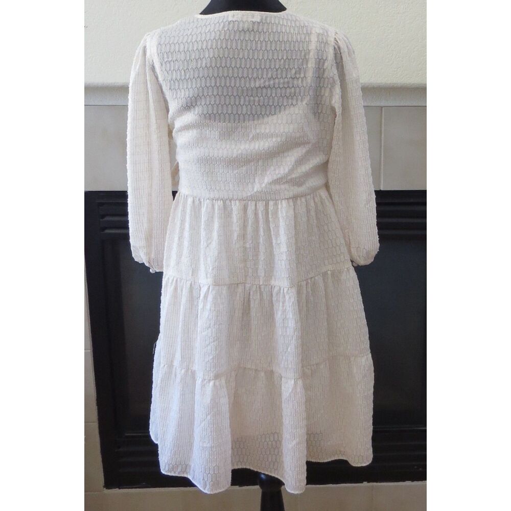 Calvin Klein Sheer Metallic Faux Wrap Baby Doll Dress size 6 EUC - Picture 6 of 9